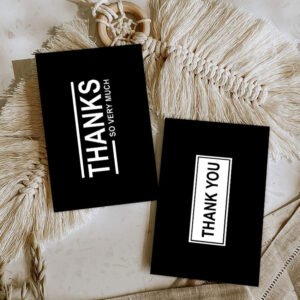 Gift Packaging 50 SheetsPack Simple Black Thank You Cards
