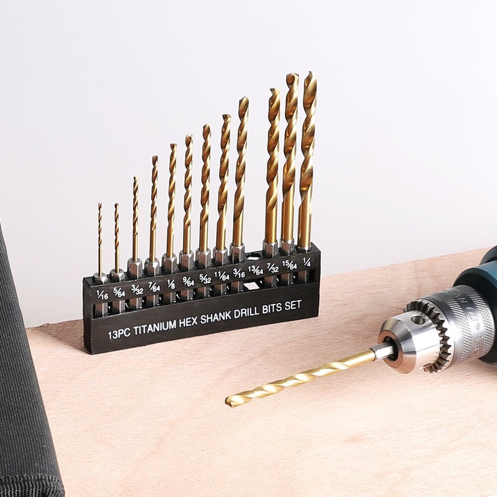 Fitt Externally Cooled High-Speed Steel Twist Drill 13 Sets, Hard Hexagonal Shank Titanium-Plated Wear-Resistant Drill Set - Image 2