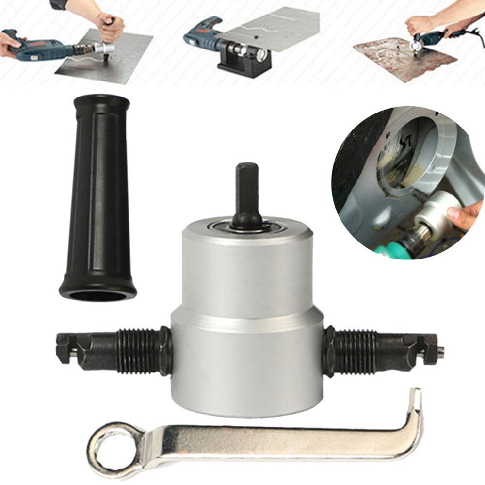 Double Head Sheet Metal Nibbler Saw Cutter Cutting Tool Power Drill Attachment Cutter Tool - Image 4